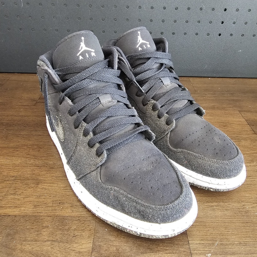 Nike Air Jordan RETRO 1 Mid SE GS Crater Shoes Mens 8.5 Gray Black DM3529-001